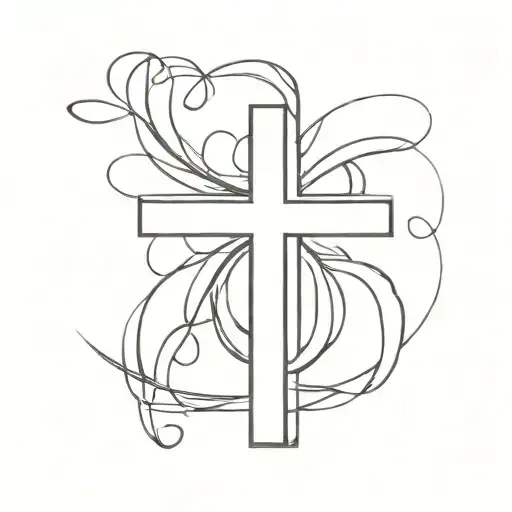 Cross and the word Take care symbol intertwined tattoo design idea