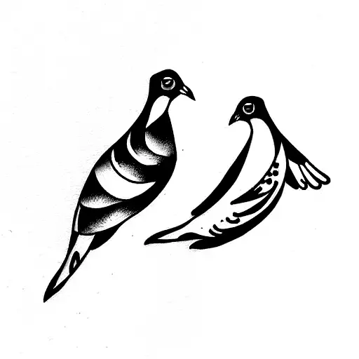 pigeon with baguette tattoo design idea