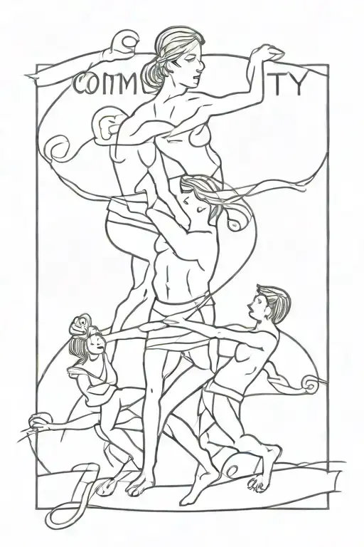 Community, joy, fight, training, love tattoo design idea