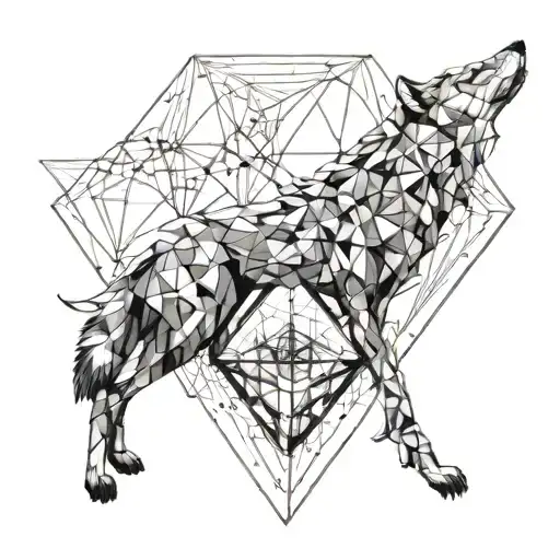 a wolf like tree inside a diamond or triangle figure  tattoo design idea