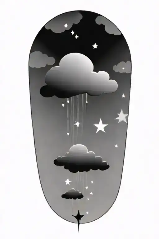 Stars with clouds tattoo design idea