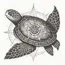 Sea turtle and compass tattoo design idea