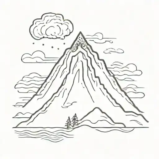 cute simple  volcano tattoo design idea