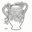black and white fine line art drawing, simple, blank creole pot , white background, tattoo design idea