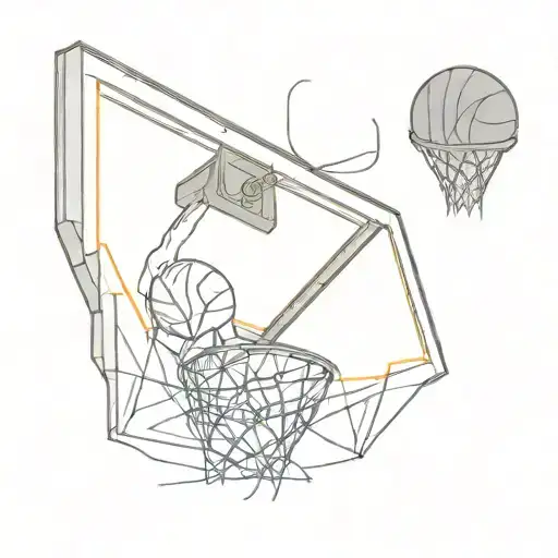 basketball basket and placing the basketball hoop and the integrated number 6 tattoo design idea