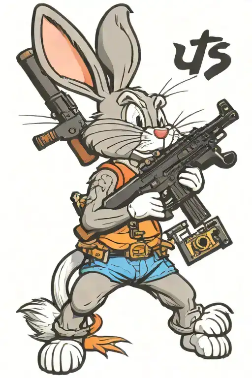 bugs bunny with ar15 assault rifle tattoo design idea
