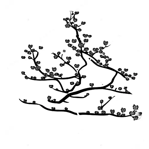 cherry blossom tree with snake tattoo design idea