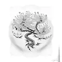 cherry blossom tree with snake tattoo design idea
