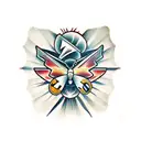 devil chasing butterfly tattoo design idea