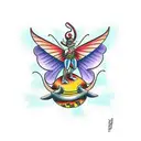 devil chasing butterfly tattoo design idea
