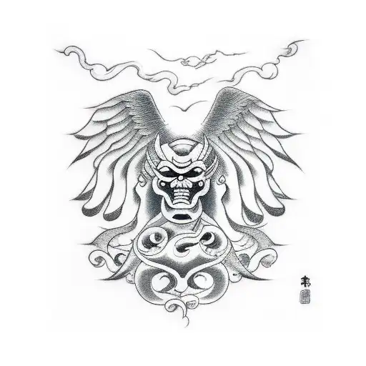 angel and demon tattoo design idea