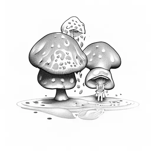 A fat person with a mushroom head tattoo design idea