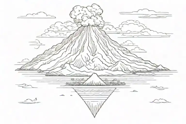 design a fine line tattoo of the volcanoes of Ometepe Island in Nicaragua. I would like the Concepción volcano on the le tattoo design idea