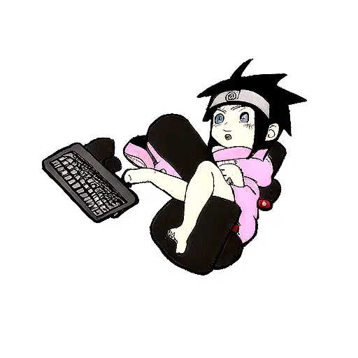baby Naruto sitty with laptop and gamers controls tattoo design idea