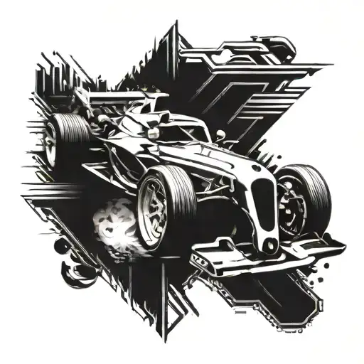 A racing car featuring time and speed, showing rebirth and symbolizing overcoming epilepsy tattoo design idea
