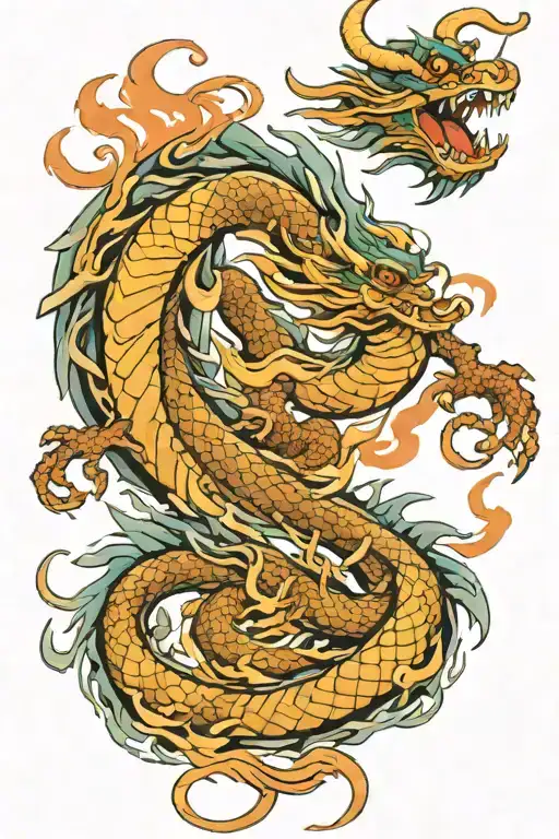 Fire Water Chinese dragon tattoo design idea