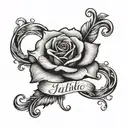 rose with Julio name tatto Cursive font tattoo design idea