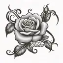 rose with Julio name tatto Cursive font tattoo design idea