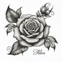 rose with Julio name tatto Cursive font tattoo design idea
