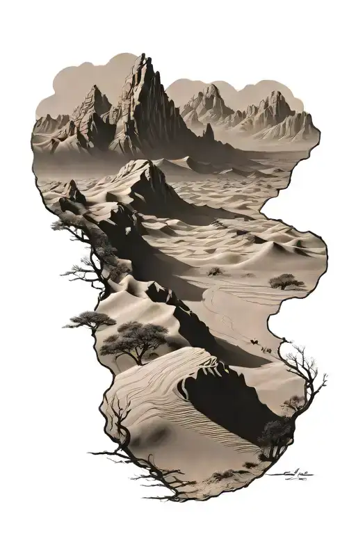 dune landscape tattoo design idea