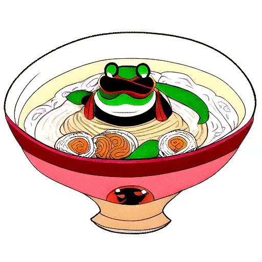 Samurai frog in a ramen bowl tattoo design idea