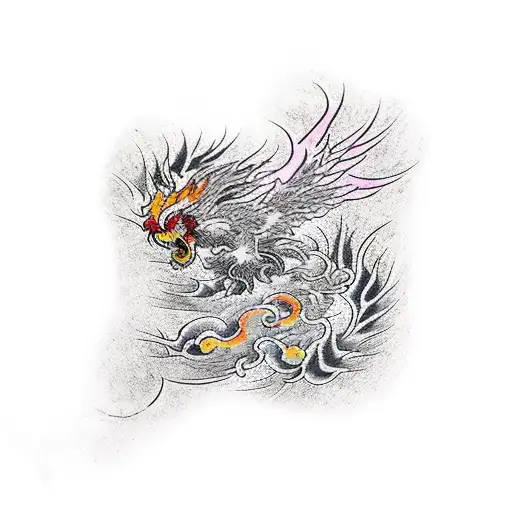 left arm sleeve riseing phoenix tattoo design idea