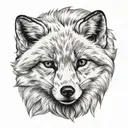 arctic fox head tattoo design idea