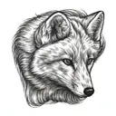 arctic fox head tattoo design idea