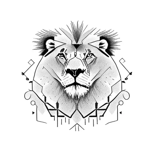 A lion, looking into the distance with a serene expression on its face. A male and female koala bear, a swinging monkey, tattoo design idea