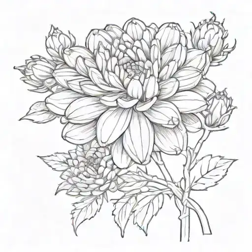 A crysanthemum flower with the stem tattoo design idea