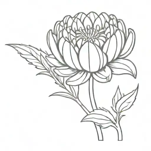 A crysanthemum flower with the stem tattoo design idea