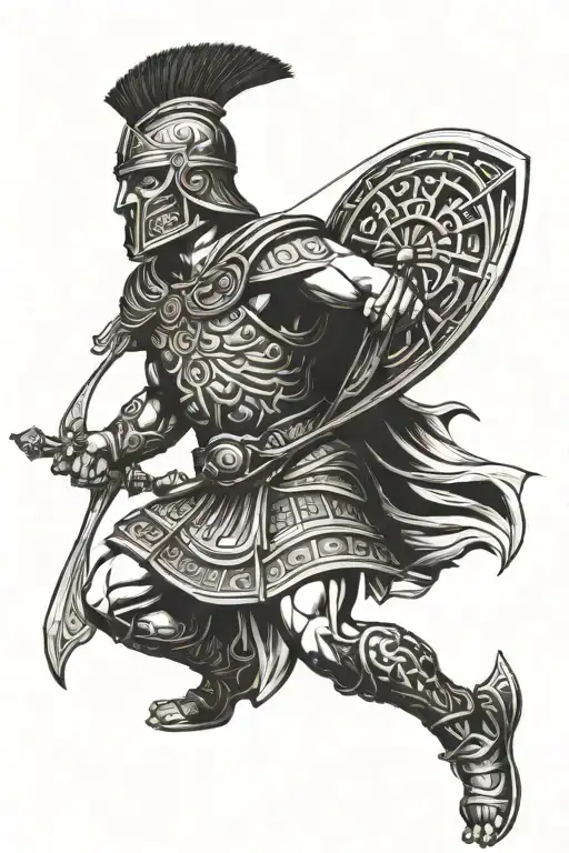 Greek warrior tattoo design idea