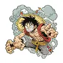 Monkey D Luffy gear 5 with clouds behind him tattoo design idea