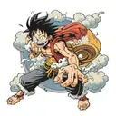 Monkey D Luffy gear 5 with clouds behind him tattoo design idea
