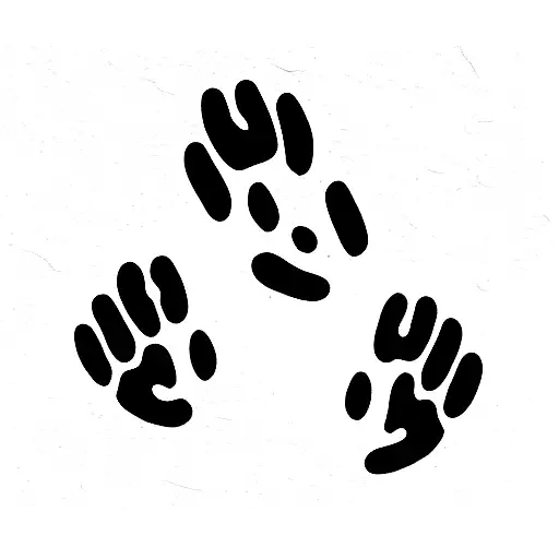 cat paw in purple heart tattoo design idea