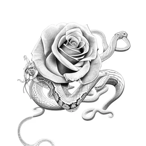 snakes with butterfies with roses  tattoo design idea