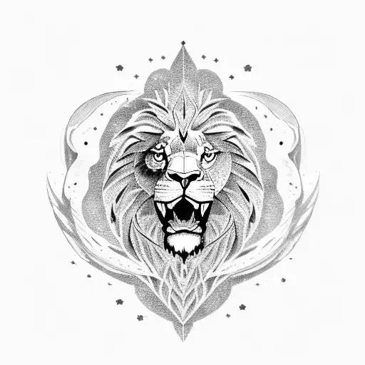 An eagle and a lion who are friends and the moon is above their heads tattoo design idea