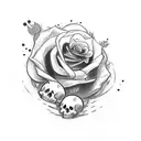 caveira com rosas e cruz tattoo design idea