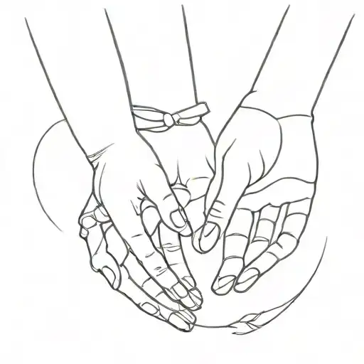 mom and daughter holding hands tattoo design idea