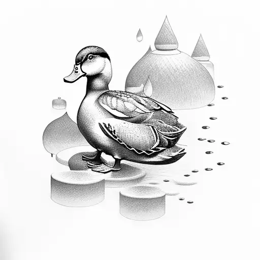 duck with grapes tattoo design idea