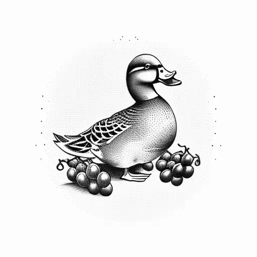duck with grapes tattoo design idea
