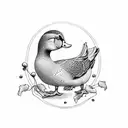 duck with grapes tattoo design idea