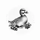 duck with grapes tattoo design idea