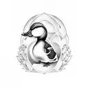 duck with grapes tattoo design idea