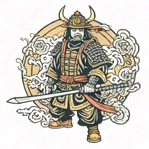 samurai firefighter tattoo design idea