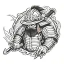 samurai firefighter tattoo design idea