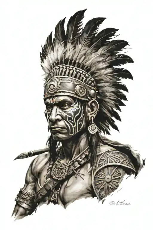 Indian warrior tattoo design idea