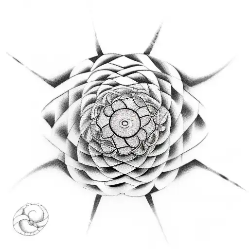 a fibonacci spiral tennis ball tattoo design idea