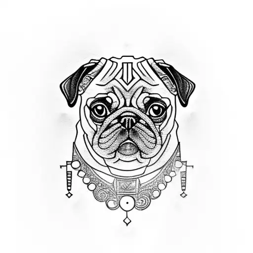image of a pug made from braille tattoo design idea