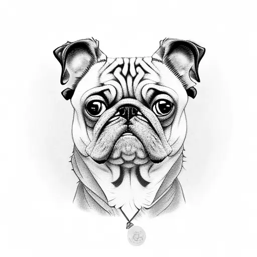 Rest in Peace tattoo for Bodie, a blind pug tattoo design idea